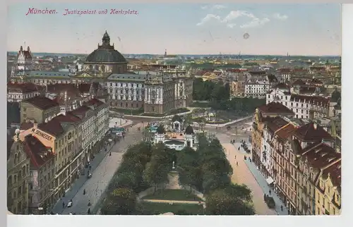 (103260) AK München, Justizpalast u. Karlsplatz 1914