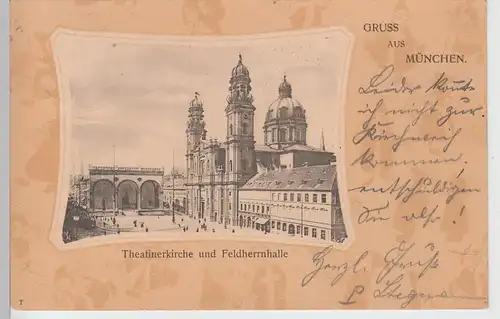 (103255) AK München, Theatinerkirche u. Feldherrnhalle, 1905