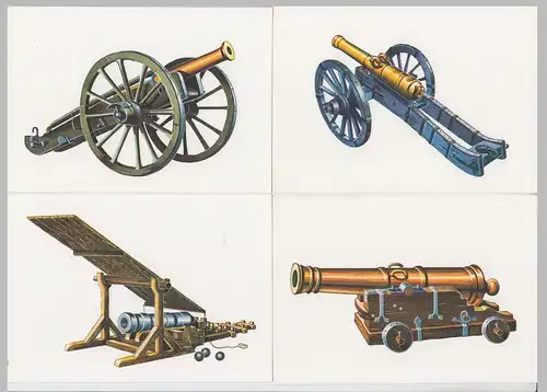 (110803) 12x AK in Hülle - Historische Geschütze, Zeichnungen DDR 1976