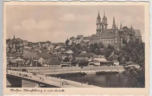 (96966) AK Meißen, Albrechtsburg und neue Brücke, 1949