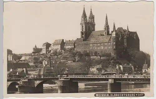 (64800) Foto AK Meißen, Albrechtsburg u. Dom, Alte Elbebrücke, vor 1945