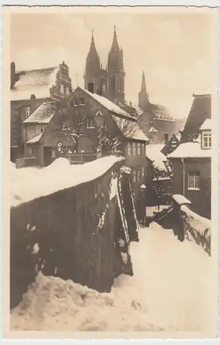 (16552) Foto AK Meißen, Rote Stufen im Winter, 1920/30er