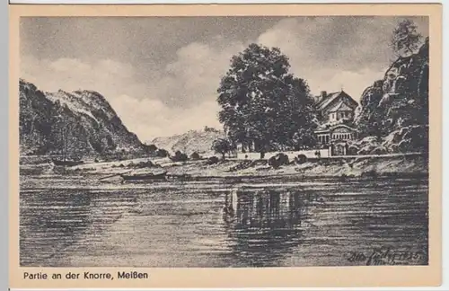 (16535) AK Meißen, Hotel Knorre an der Elbe, vor 1945