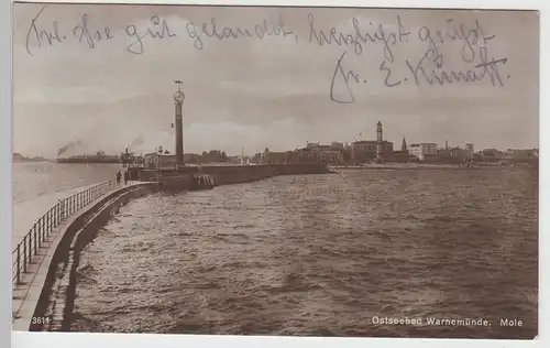 (99921) Foto AK Ostseebad Warnemünde, Mole 1926