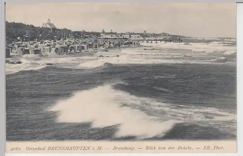 (99907) AK Ostseebad Brunshaupten, Strand, Blick v. Seebrücke, v. 1945