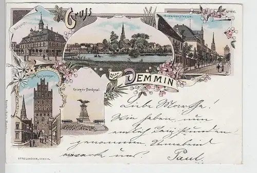 (99836) AK Gruß aus Demmin, Meckl., Luisentor, Rathaus 1898