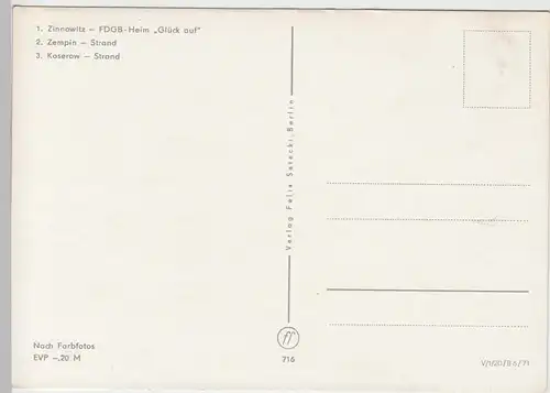 (99564) AK Insel Usedom, Mehrbildkarte, 1971