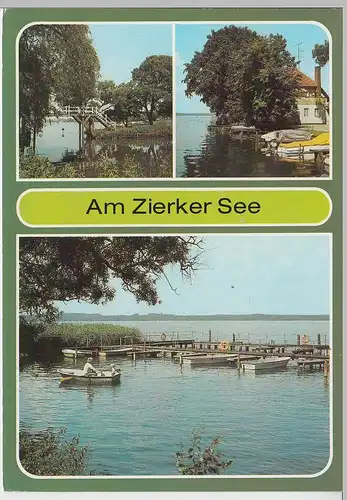 (99517) AK Neustrelitz, Am Zierker See, Mehrbildkarte, 1988