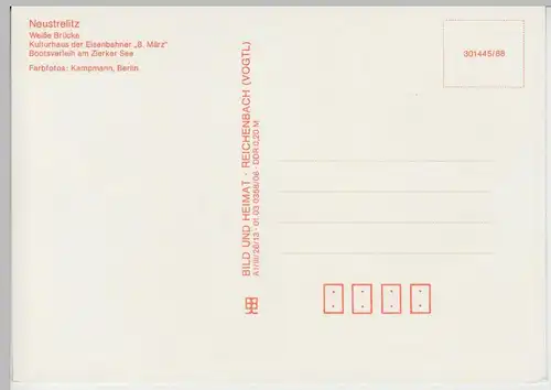 (99517) AK Neustrelitz, Am Zierker See, Mehrbildkarte, 1988