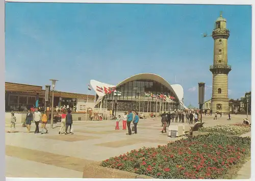 (99384) AK Warnemünde, Teepott und Leuchtturm, 1977