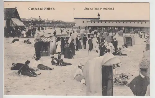 (96789) AK Ostseebad Ahlbeck, Strand, Herrenbad, vor 1945