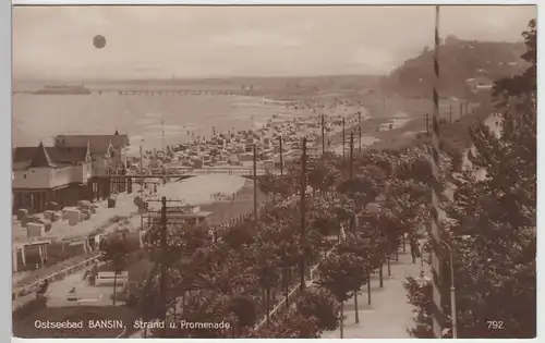 (94656) Foto AK Ostseebad Bansin, Strand und Promenade, 1930