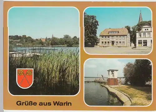 (93077) AK Warin, Meckl., Rathaus, Glammsee, Badestelle 1990