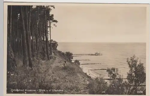 (92634) Foto AK Ostseebad Koserow, Blick v.d. Uferhöhe 1933