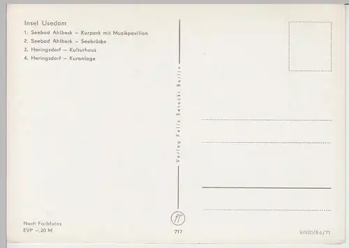 (91931) AK Seebad Ahlbeck u. Heringsdorf, Mehrbildkarte, 1971