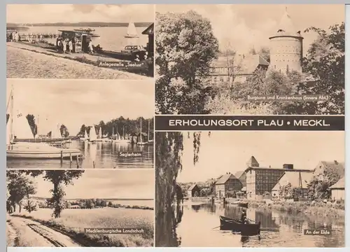 (91726) Foto AK Plau, See, Burgturm, Krankenhaus, Seglerheim 1968