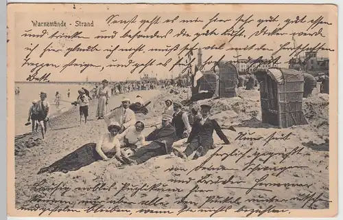 (90448) AK Warnemünde, Strand, 1914