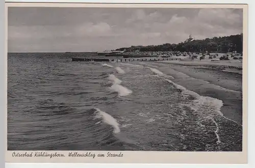 (90445) AK Ostseebad Kühlungsborn, Wellenschlag am Strande, vor 1945