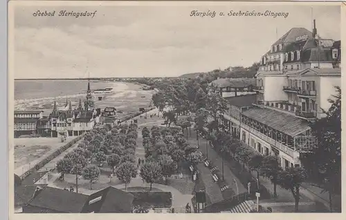 (88599) AK Ostseebad Heringsdorf, Kurplatz u. Seebrücken-Eingang 1929