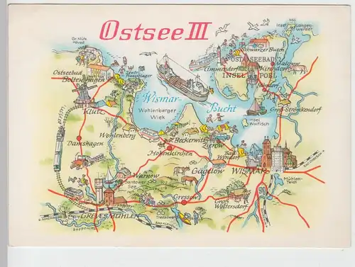 (87191) AK Wanderkarte, Landkarte - Ostsee III - 1974