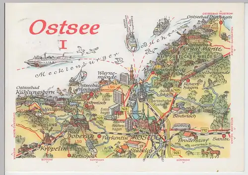 (87140) AK Wanderkarte, Landkarte -Ostsee I- 1977