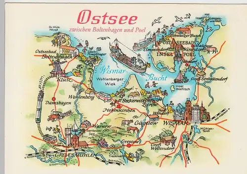 (87139) AK Wanderkarte, Landkarte -Ostsee zw. Boltenhageb u. Poel- 1983