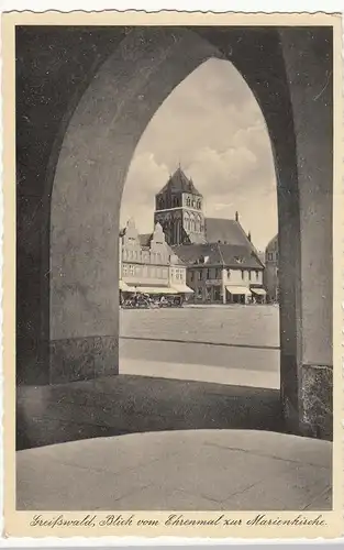 (84110) AK Greifswald, Marienkirche, Markt 1939