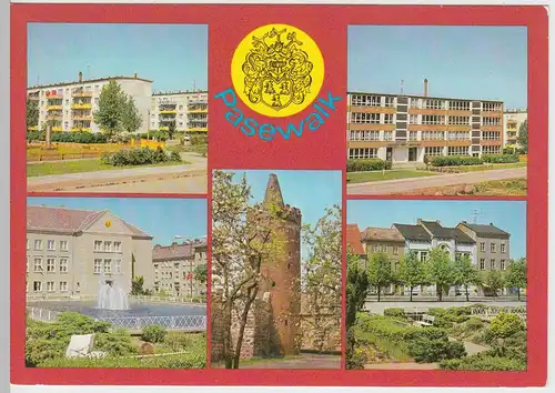 (60966) AK Pasewalk, Mehrbildkarte 1986