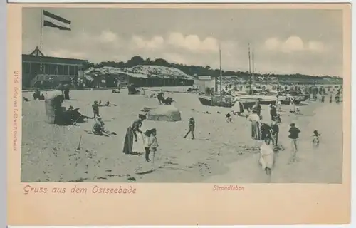 (5739) AK Gruß aus dem Ostseebad, Strand, Verlag Greifswald, bis 1905