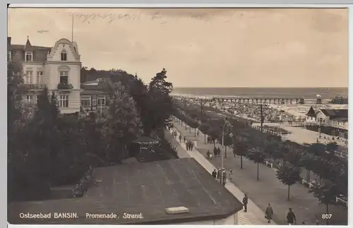 (53139) Foto AK Ostseebad Bansin, Promenade, Strand, 1930