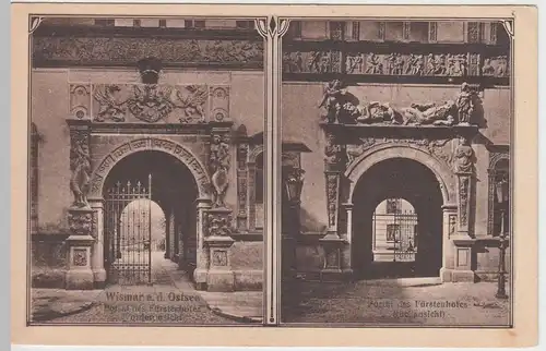 (47211) AK Wismar, Fürstenhof, Portal, Mehrbild, vor 1945
