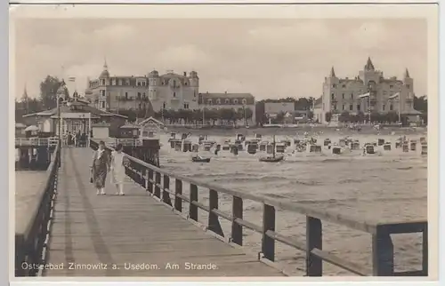 (34804) Foto AK Ostseebad Zinnowitz, Am Strande, 1930