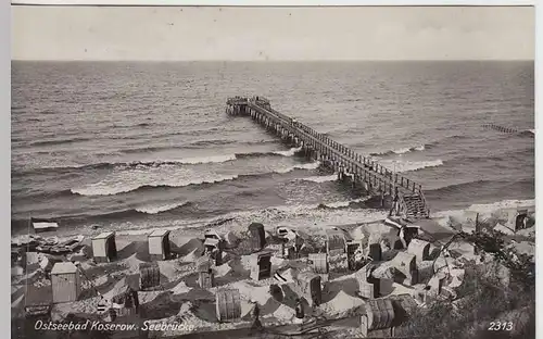(34646) Foto AK Ostseebad Koserow, Seebrücke, Bahnpost 1930