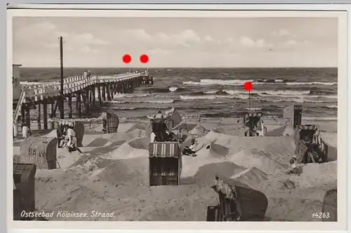 (20502) Foto AK Ostseebad Kölpinsee, Strand 1930/40er