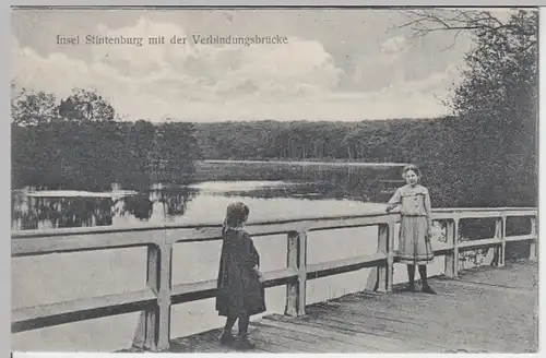 (16335) AK Schaalsee, Insel Stintenburg m. Brücke, Zarrentin, vor 1945