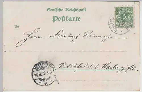 (115536) AK Gruss aus Teterow, Fischer mit Hecht 1899