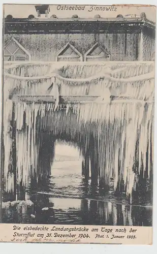 (113626) AK Ostseebad Zinnowitz, vereiste Landungsbrücke, gelaufen 1906