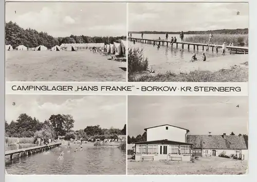(112242) Foto AK Borkow, Campinglager Hans Franke, Kleinpritzer See 1980