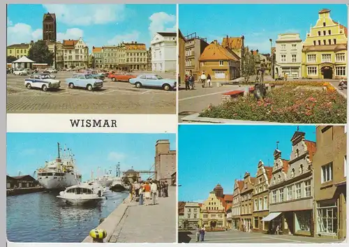 (111610) AK Wismar, Markt, Krämerstraße, Hafen DDR 1977