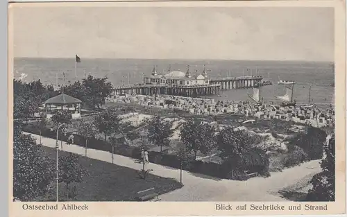 (110140) AK Ostseebad Ahlbeck, Heringsdorf, Seebrücke, Strand 1935