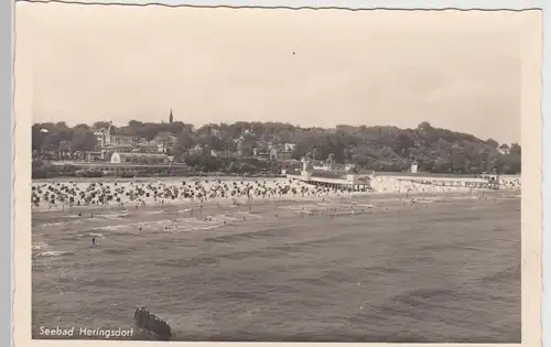 (110048) Foto AK Seebad Heringsdorf, Strand, Seebrücke