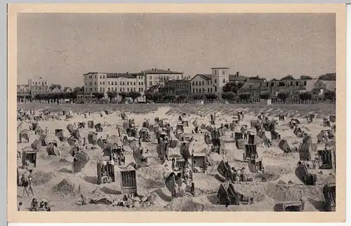 (109489) AK Warnemünde, Strand, Strandkörbe 1952
