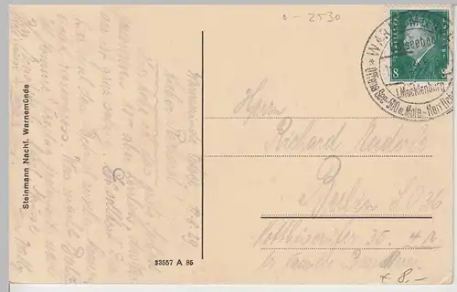 (106635) AK Ostseebad Warnemünde, Strandpromenade und Leuchtturm, 1929