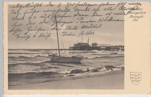 (106626) AK Ostseebad Heringsdorf, bewegte See, 1934