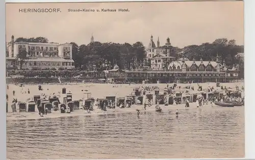 (106625) AK Ostseebad Heringsdorf, Strand-Casino u. Kurhaus Hotel, 1913