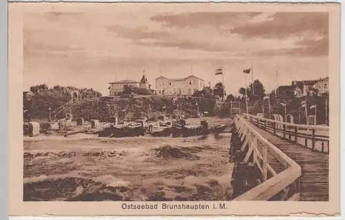 (103056) AK Ostseebad Brunshaupten, Blickvon der Seebrücke, aus Leporello, vor 1