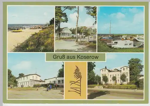 (102825) AK Ostseebad Koserow, Mehrbildkarte, Rat der Gemeinde, Bootshafen 1988