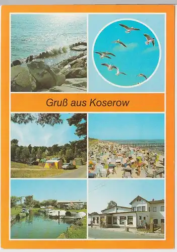 (102822) AK Ostseebad Koserow, Mehrbildkarte, Streckelbergmauer, Bootshafen 1988