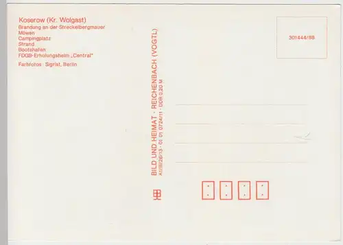 (102822) AK Ostseebad Koserow, Mehrbildkarte, Streckelbergmauer, Bootshafen 1988