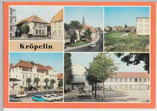 (102803) AK Kröpelin, Mehrbildkarte, Hotel Lindenhof, Oberschule, Rathaus 1990